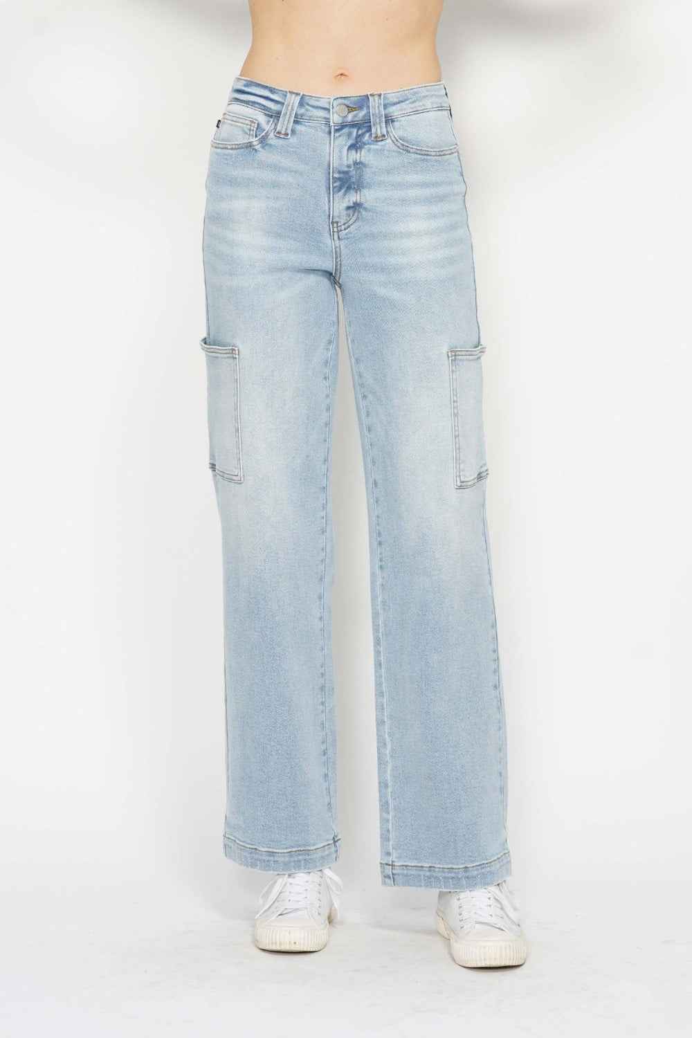Judy Blue High Waist Straight Cargo Jeans  Women's Jeans - Full Size