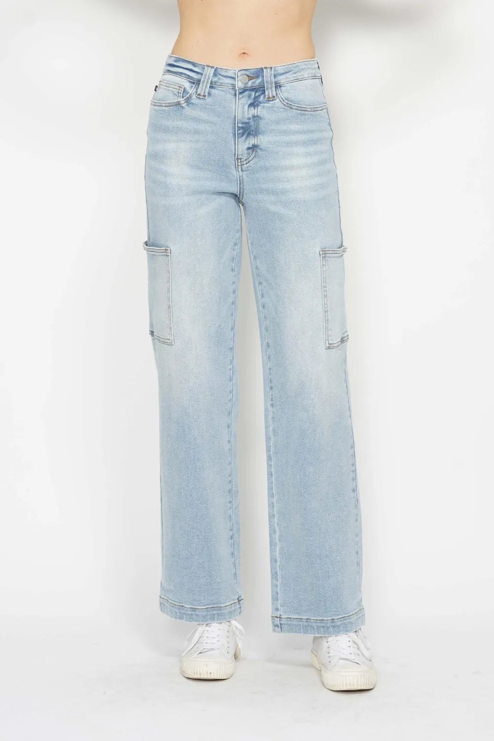 High Waist Cargo Pocket Straight Leg Judy Blue Jeans – Full Size