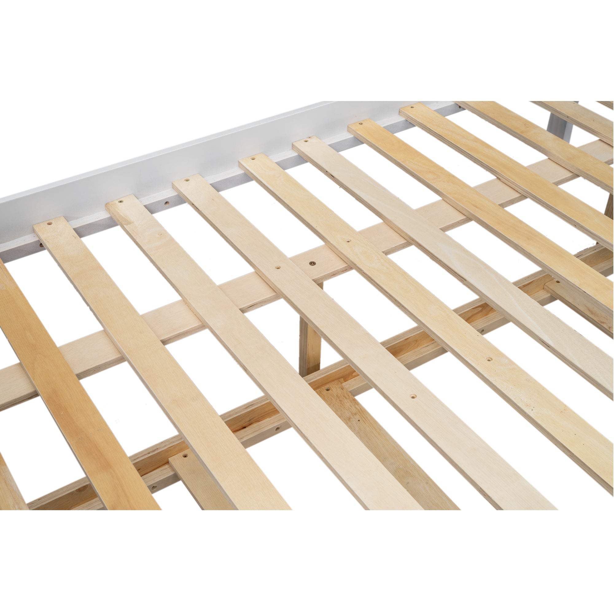 Wood Twin over Full Bunk Bed with Twin Size Trundle  White