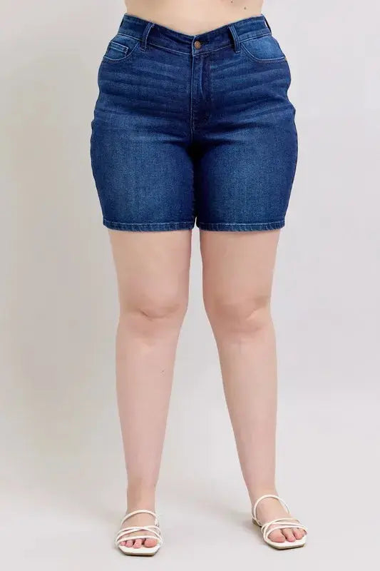 Judy Blue Full Size/Plus Size High Waist V-Front Bermuda Shorts