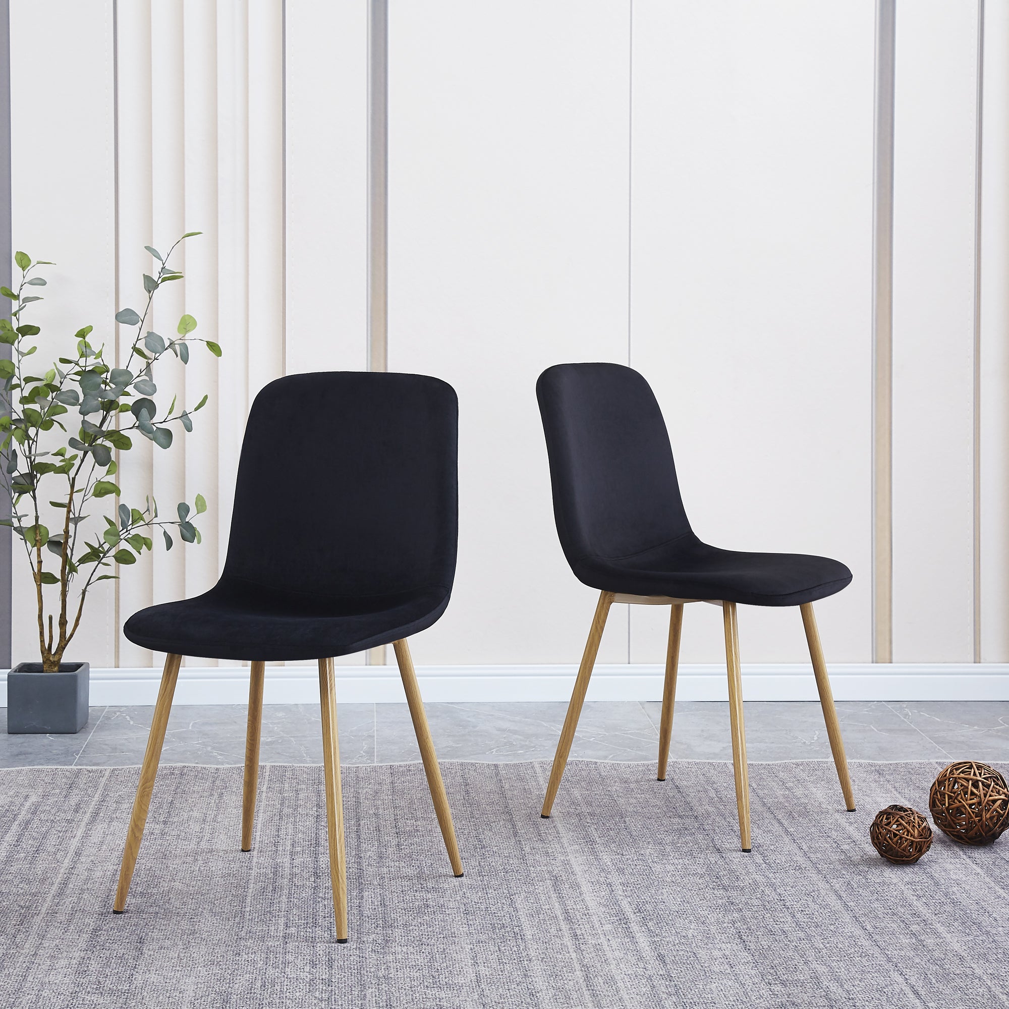 Dining Chair 4PCS（BLACK）Modern style New technology Suitable for restaurants cafes taverns offices