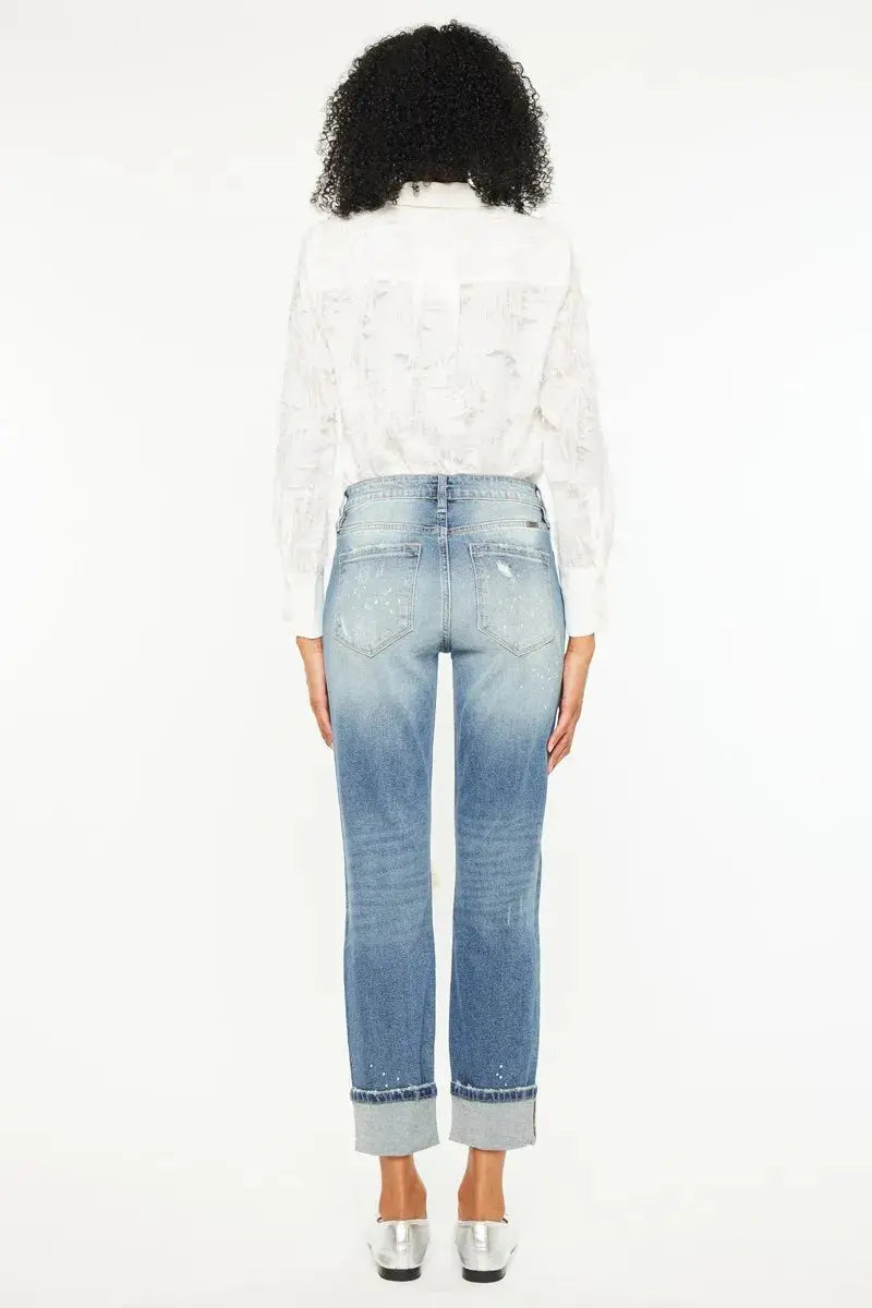 High Rise Distressed Kancan Boyfriend Jeans