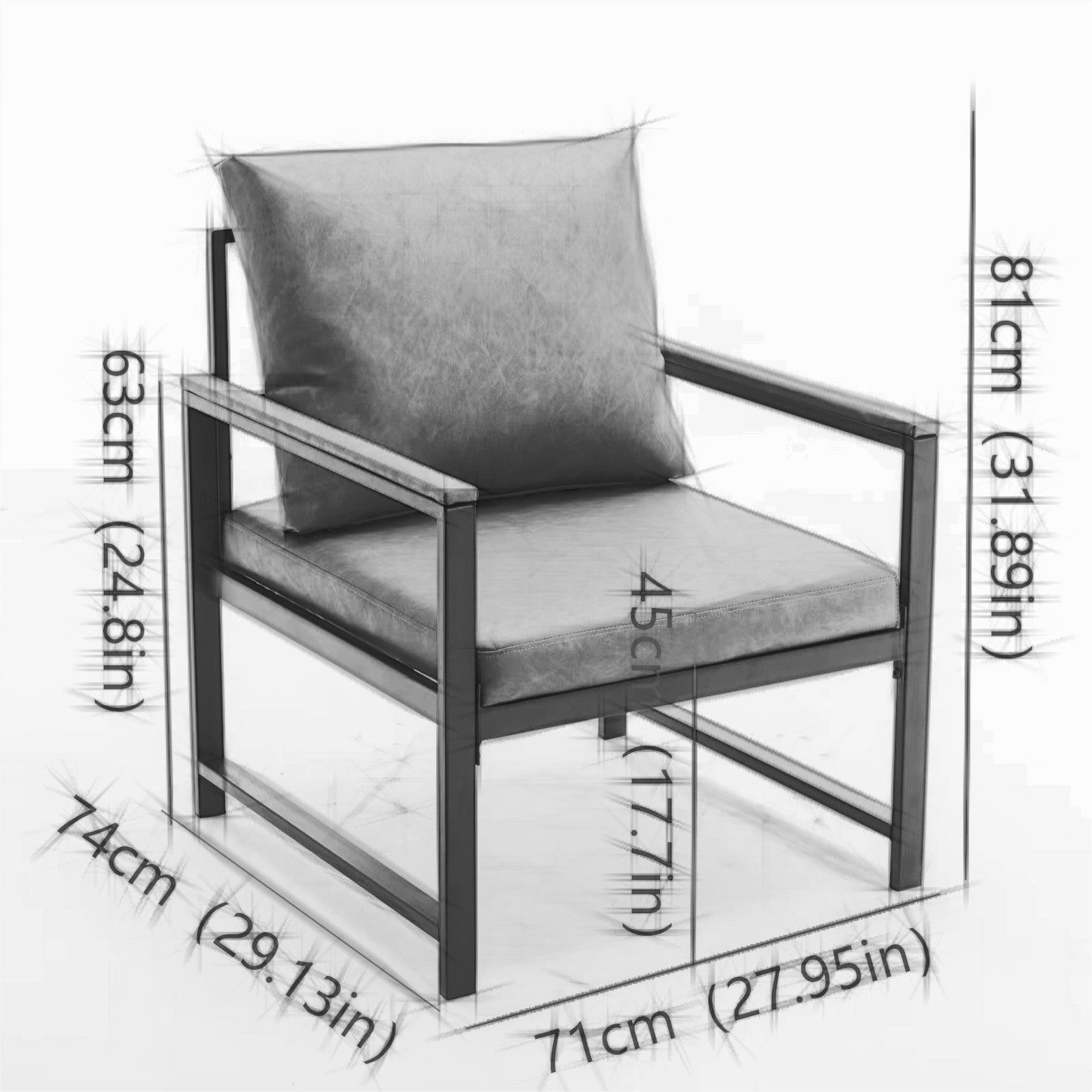 A&A Furniture,Modern Faux Leather Accent Chair with Black Powder Coated Metal Frame Orange