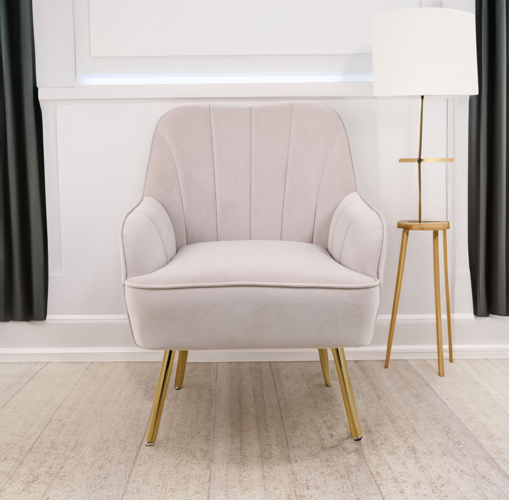 Modern Mid Century Chair velvet Sherpa Armchair for Living Room Bedroom Office Easy Assemble(BEIGE)