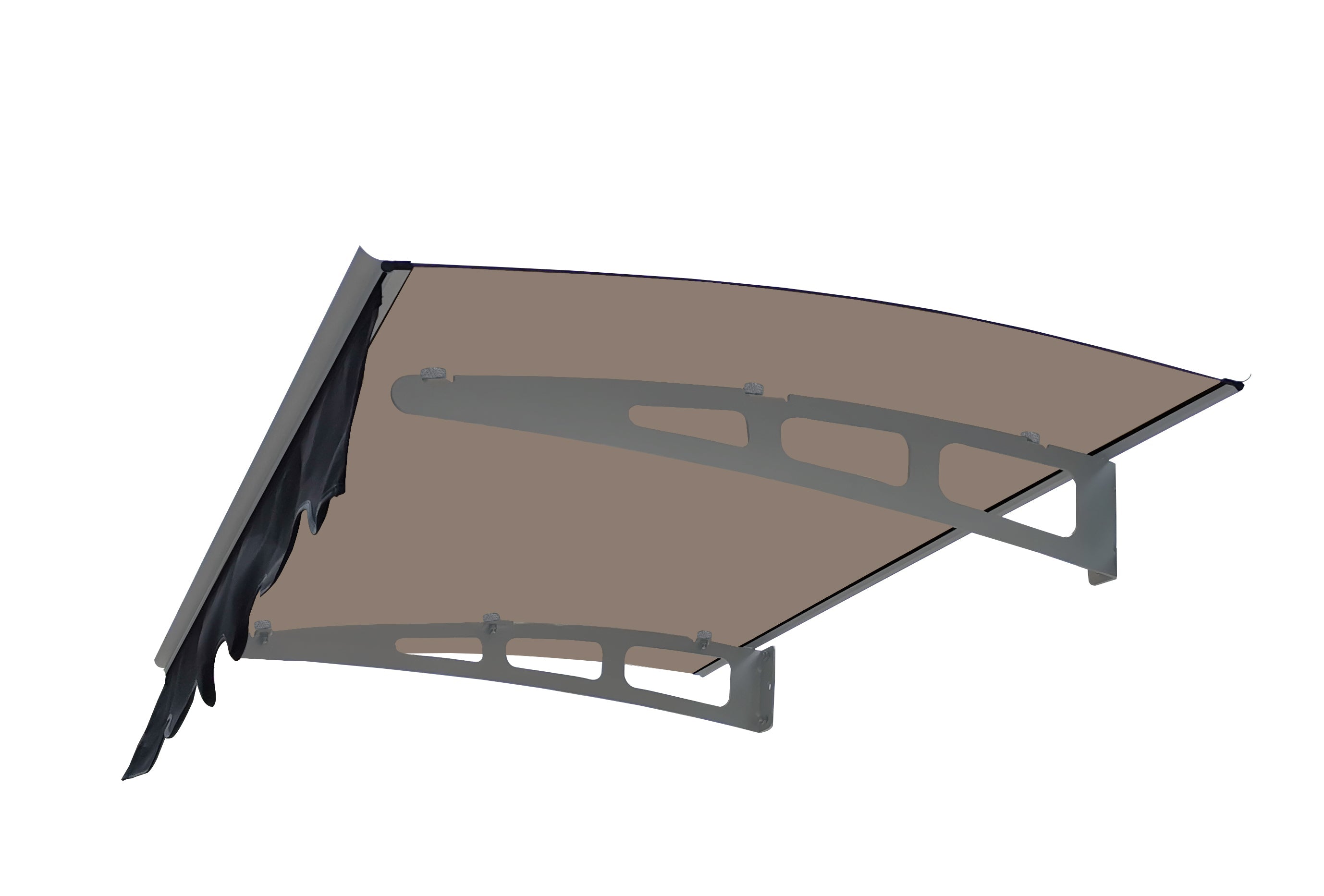 DA4734W Series Door Window Awning Made of 0.137 Inch Thick Crystal Polycarbonate Sheet in size of 47" Wide x 34" Brown Roof
