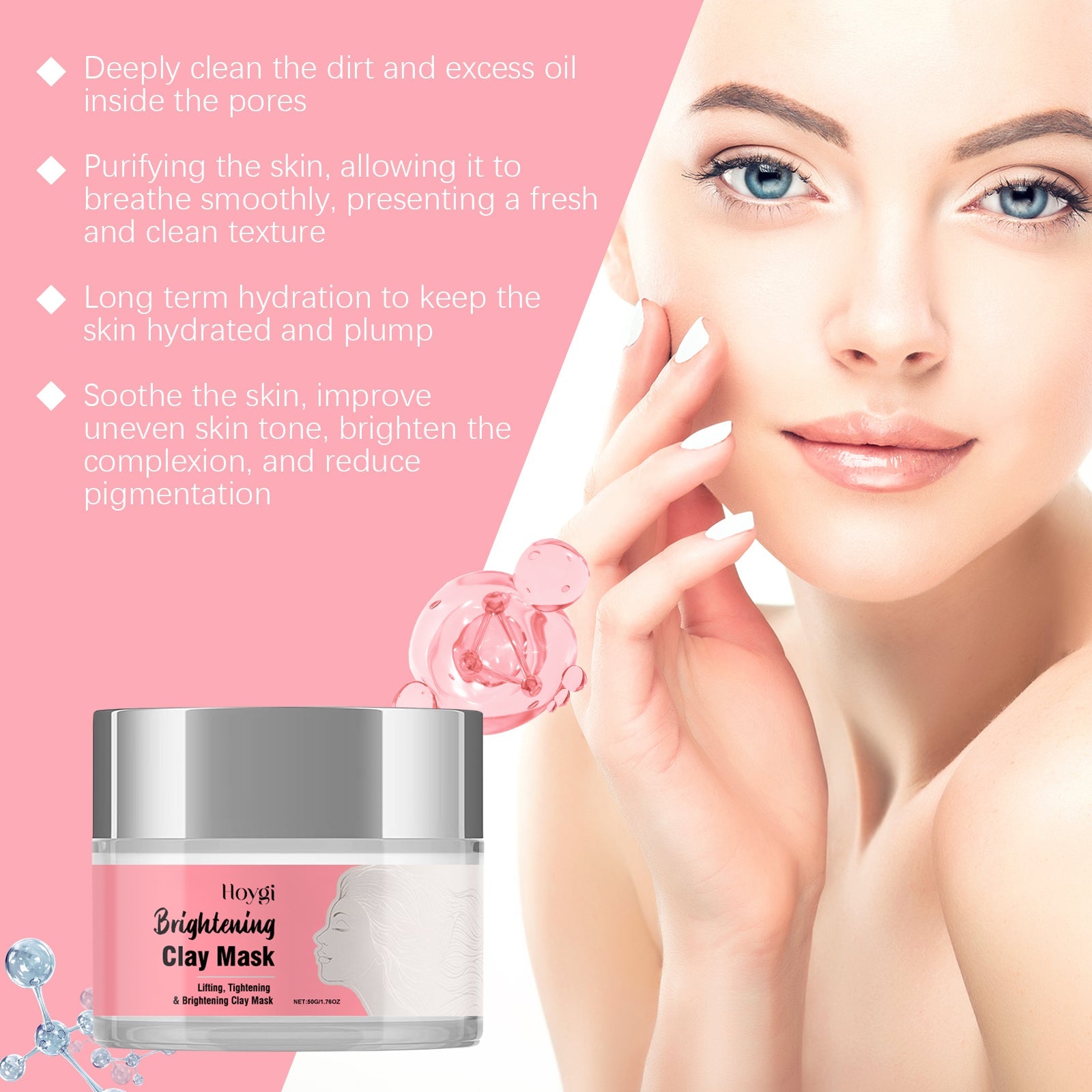 Cleansing Mud Mask Brightens Skin, Hydrates And Cleanses Facial Skin, Moisturizes, Soothes And Refreshes