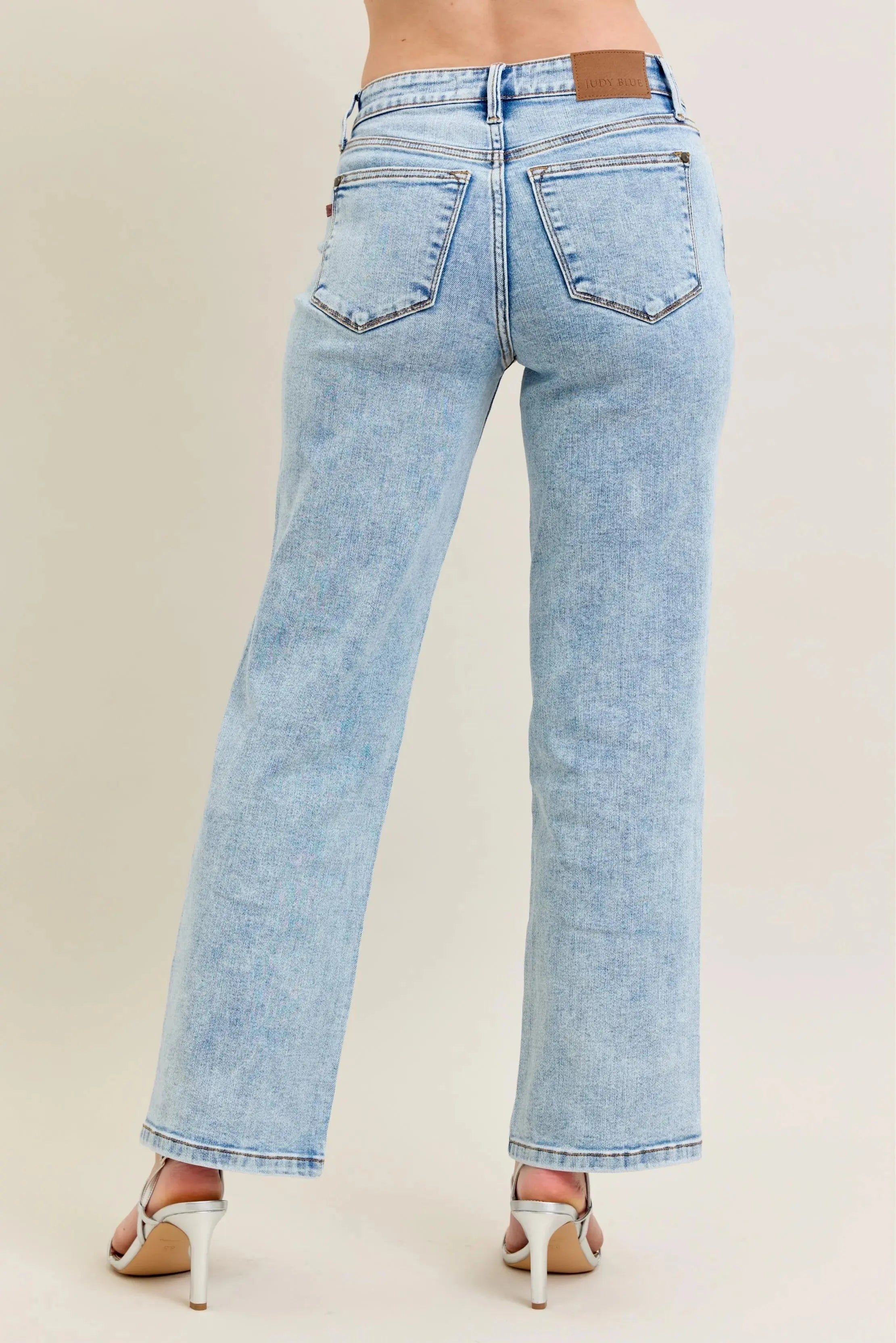 High Waist Stone Wash Straight Leg Judy Blue Jeans – Full & Plus Size