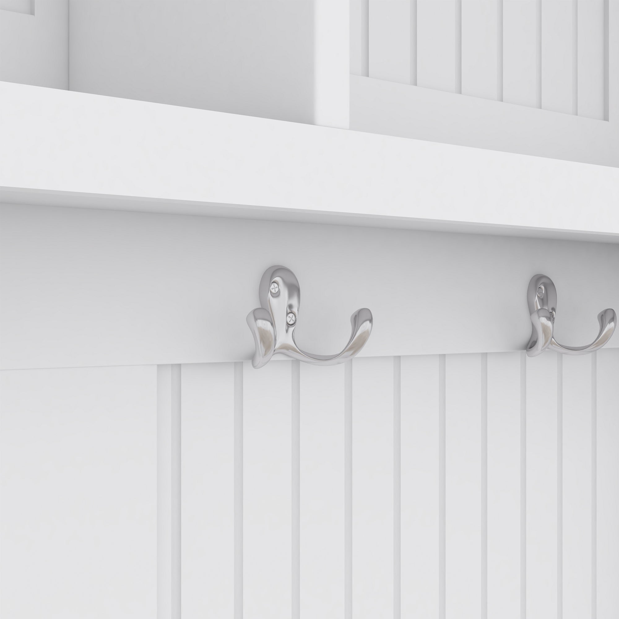 Hall Tree with Storage Shoe Bench for Entryway and Hallway 4-in-1 Design Coat Racks with 4 Hooks for Living Room White