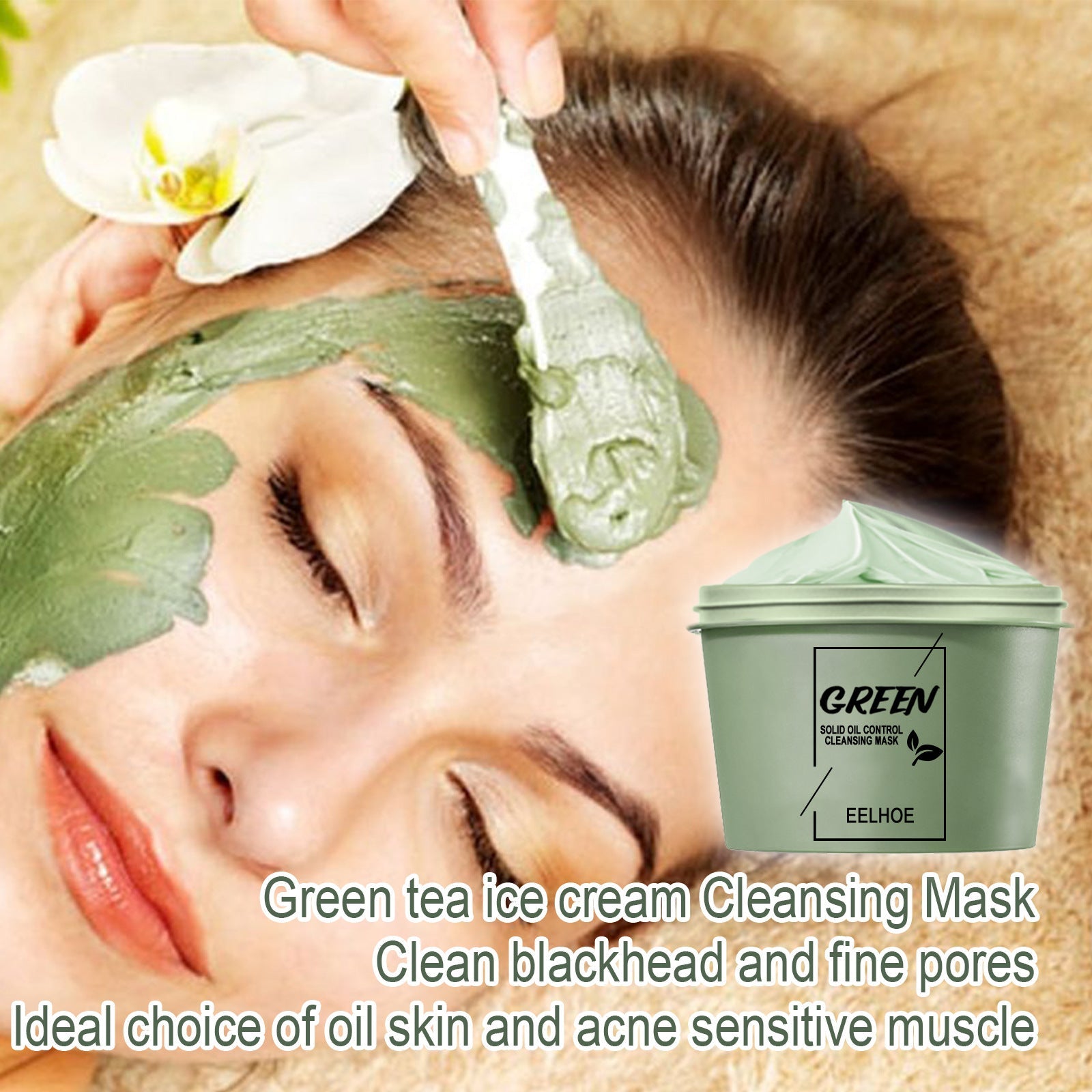 Green Tea Mud Mask, Cleansing Face Moisturizing And Hydrating Pore Cleaning Smear Mask