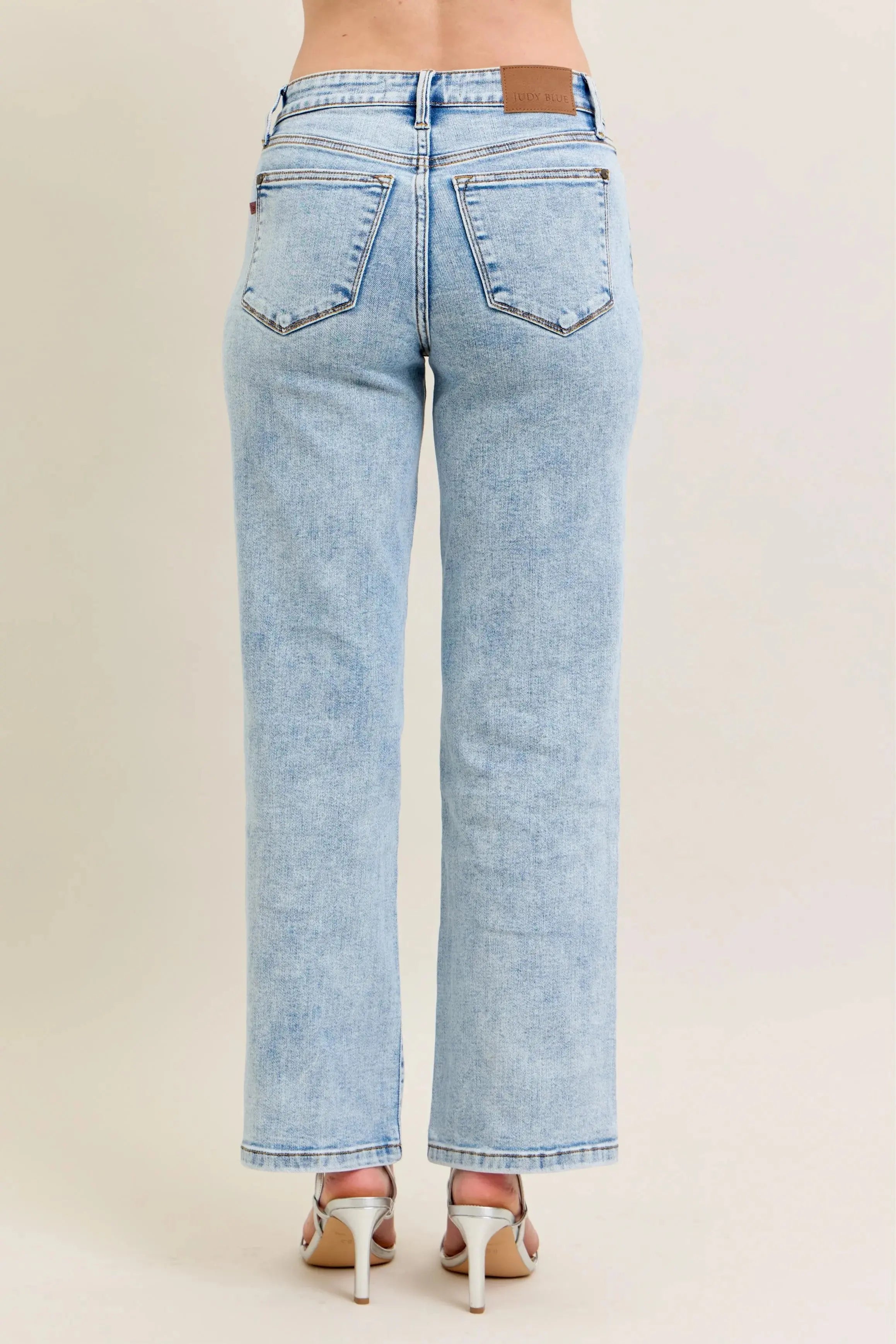 High Waist Stone Wash Straight Leg Judy Blue Jeans – Full & Plus Size