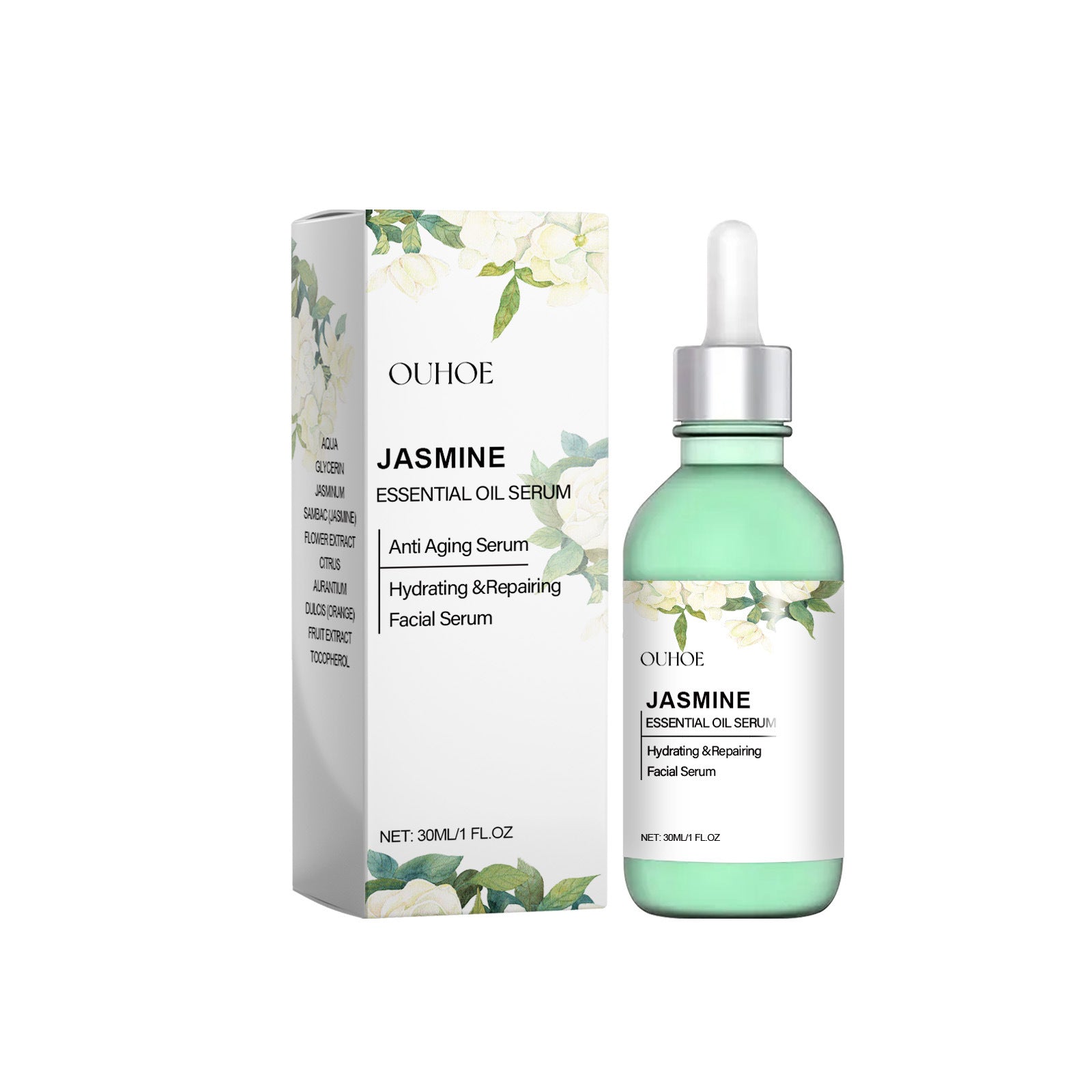 Ouhoe Jasmine Brightening Essential Oil, Lighten Fine Lines And Anti-Wrinkle Essential Oil Refreshing Non-Sticky Firming Brightening Essence
