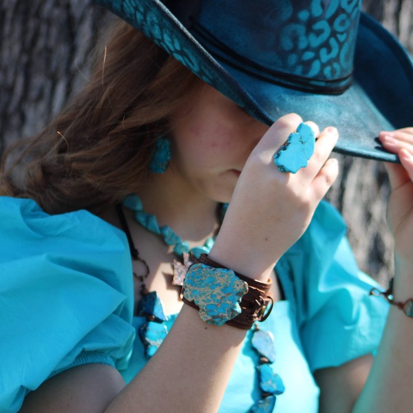 Blue Regalite Chunky Earrings