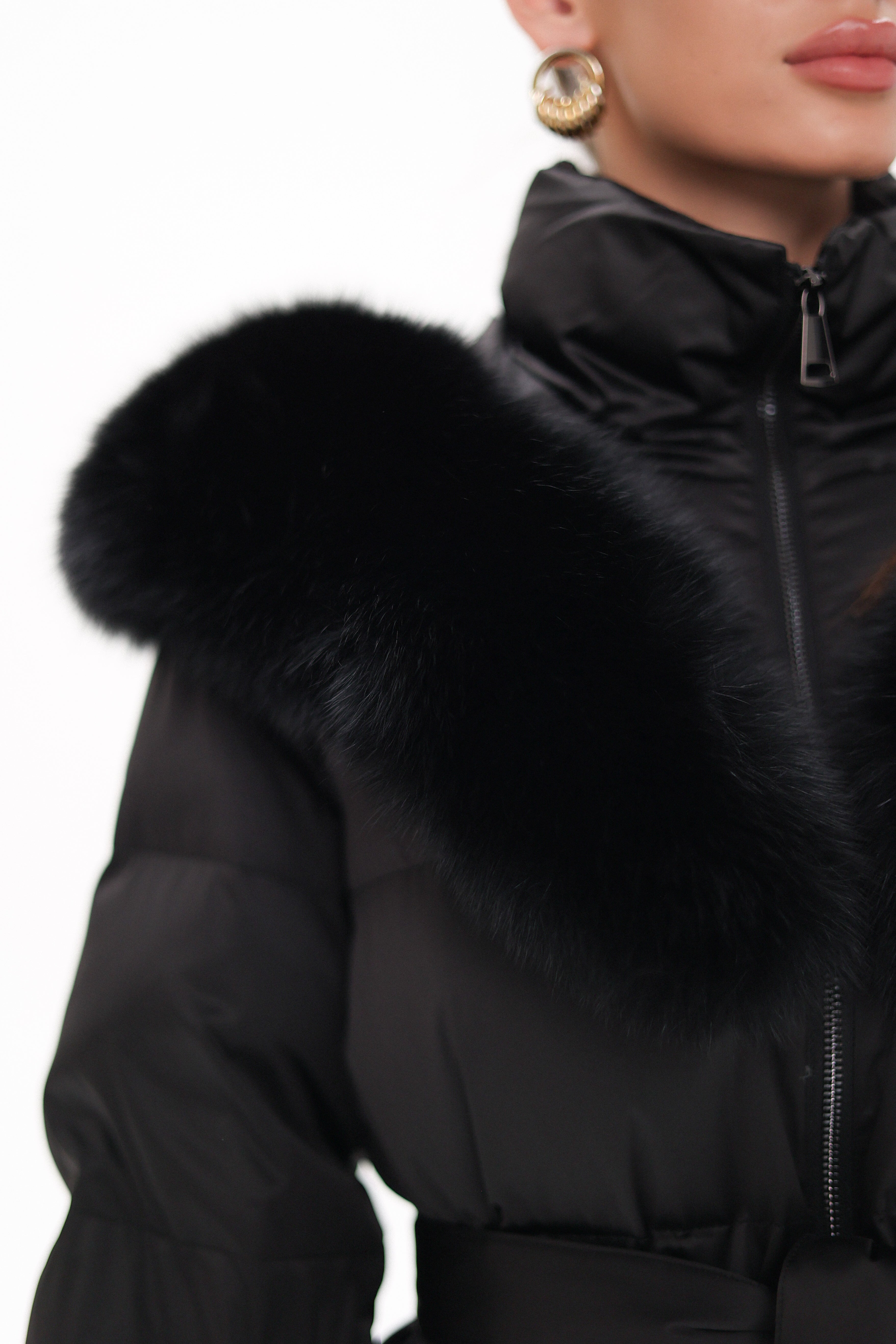 Pre-Order. Re-Stock Ships October 20. Amanda Genuine Fur Trim Down Fill Coat