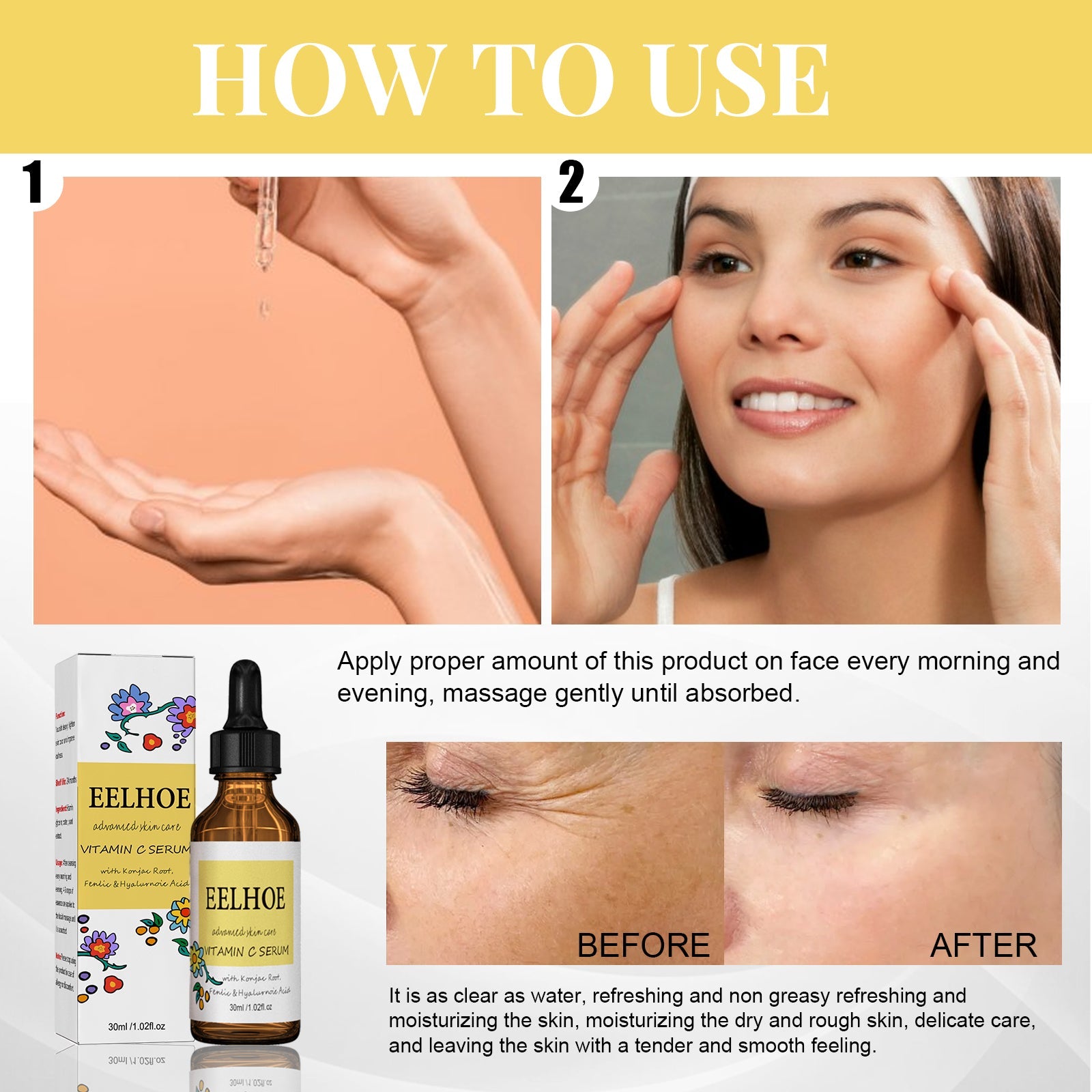 Vitamin C Essence, Brightens Skin, Moisturizes Shrink Pores Firming And Anti-Wrinkle Solution