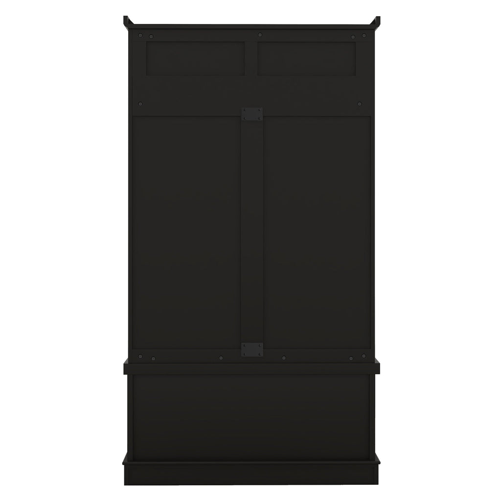 Hall Tree with Storage Shoe Bench for Entryway and Hallway 4-in-1 Design Coat Racks with 4 Hooks for Living Room Black