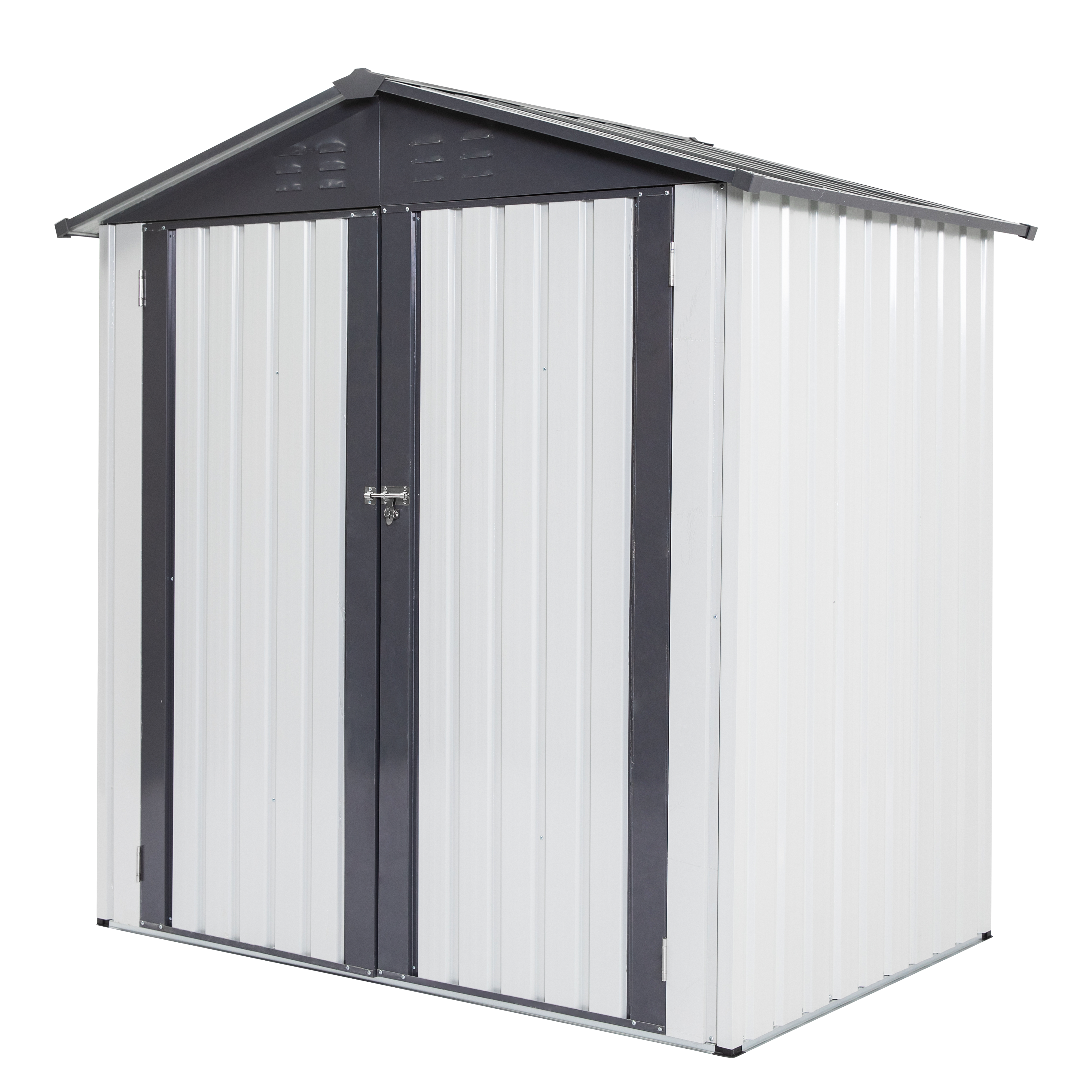 XWT014 Garden Metal Storage Shed Gray White 6x4x6ft outdoor storing tools Rainproof Hinge door version