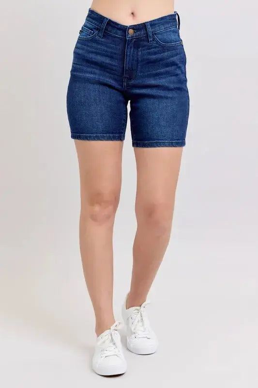 Judy Blue Full Size/Plus Size High Waist V-Front Bermuda Shorts
