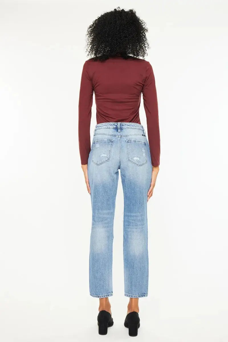 High Rise Distressed Kancan Boyfriend Jeans