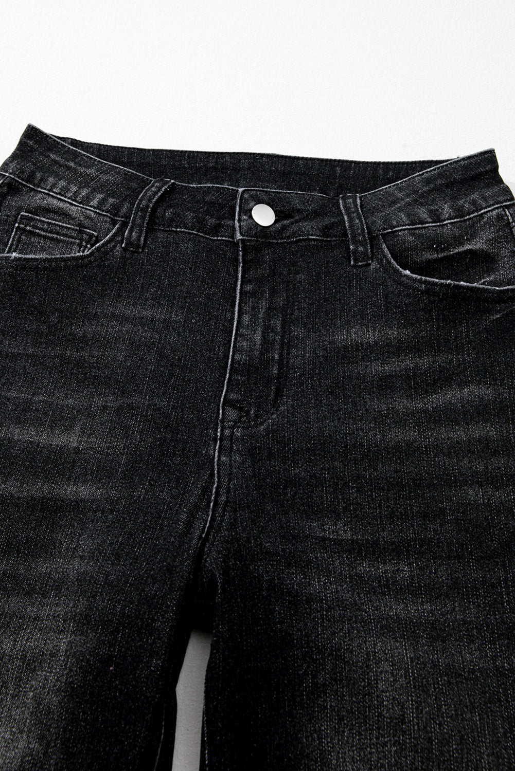 Solid Mineral Wash Raw Hem Flared Jeans