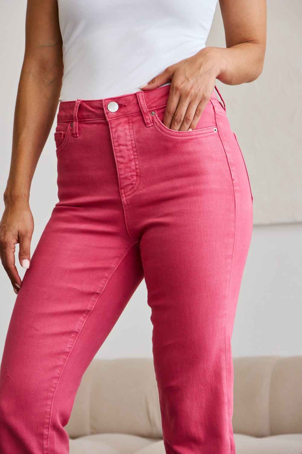 RFM Crop Dylan Full Size High Waist Tummy Control Jeans with Raw Hem Women's Jeans