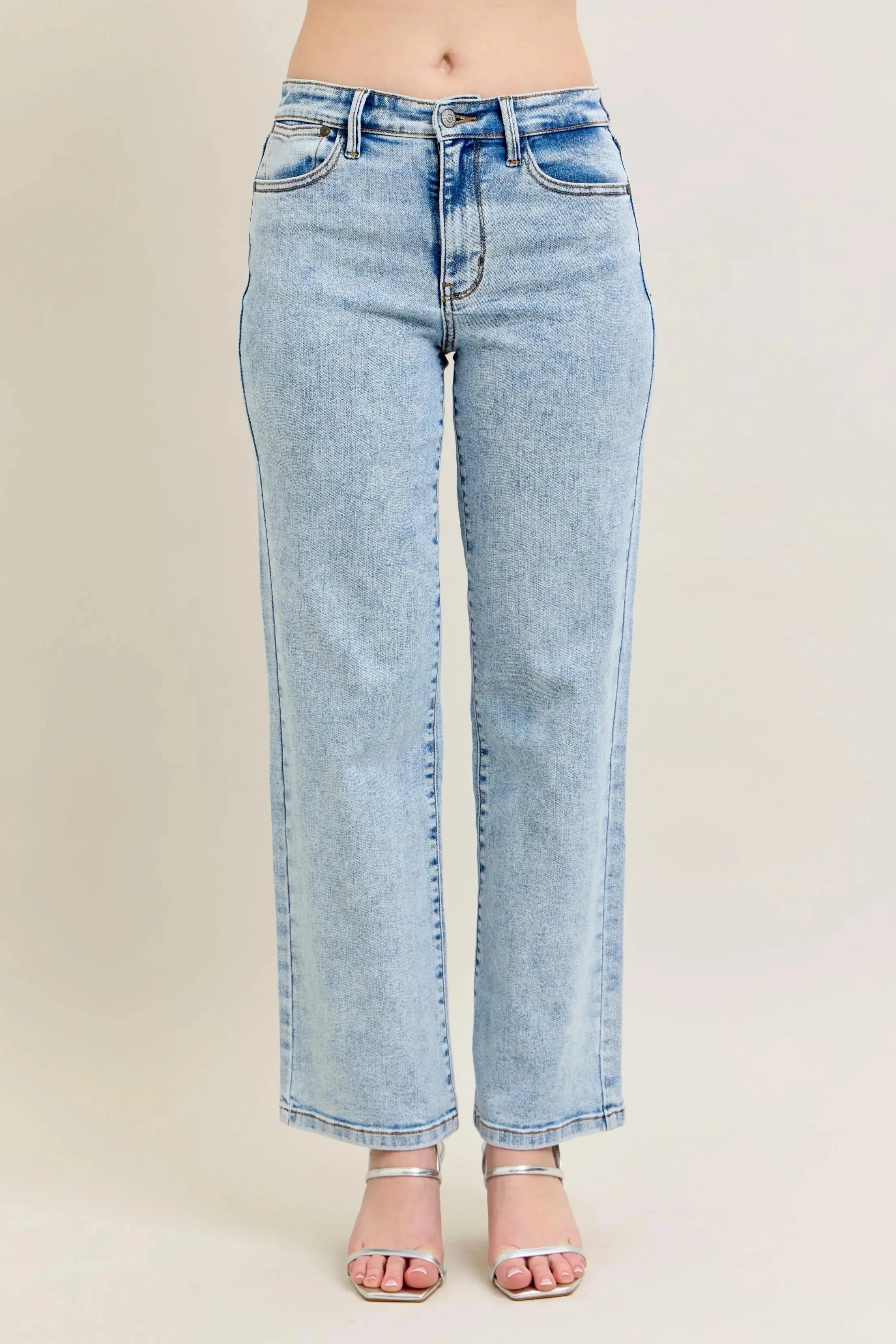 High Waist Stone Wash Straight Leg Judy Blue Jeans – Full & Plus Size