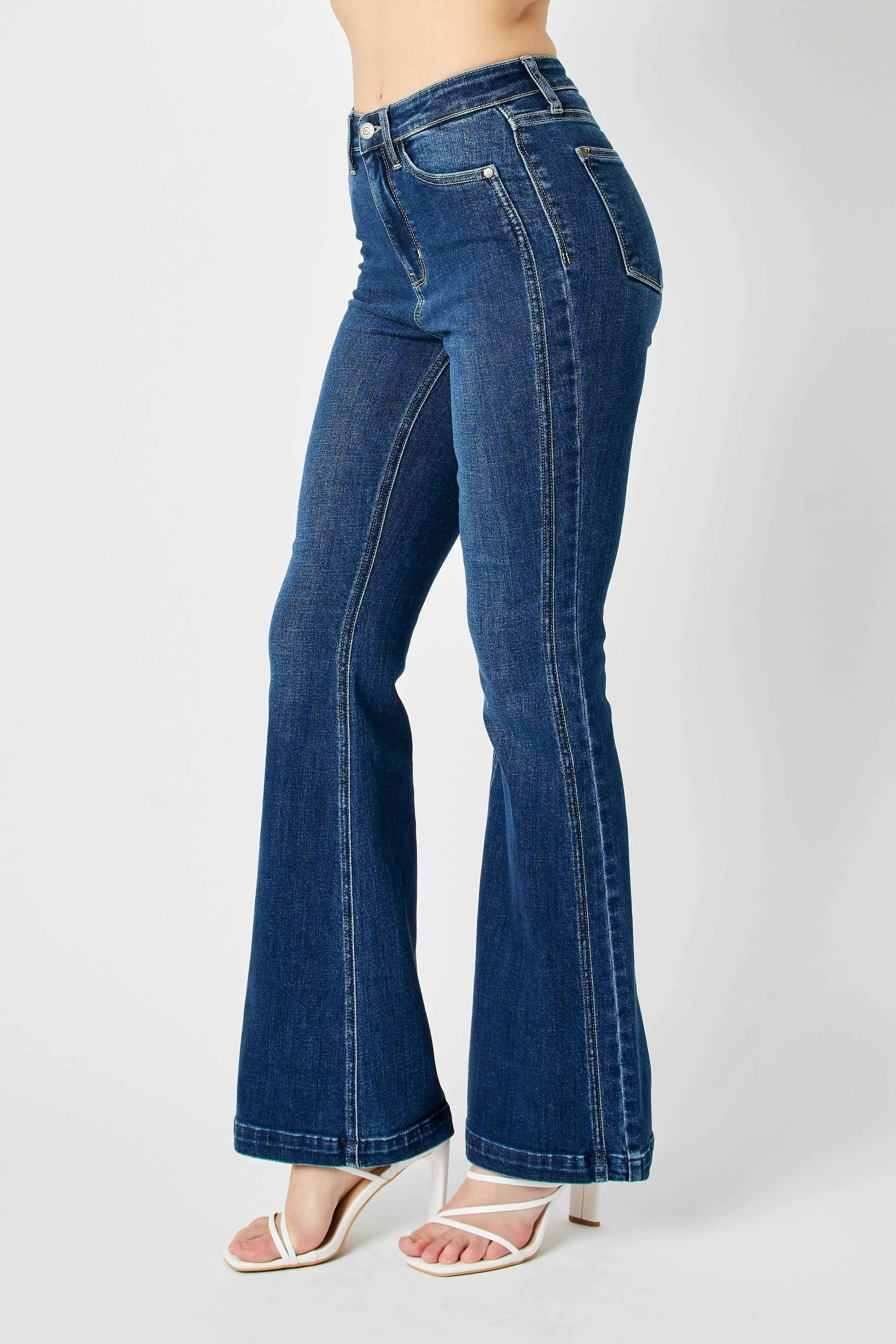 Plus Size High Waist Flare Judy Blue Jeans with Side Seam Detail