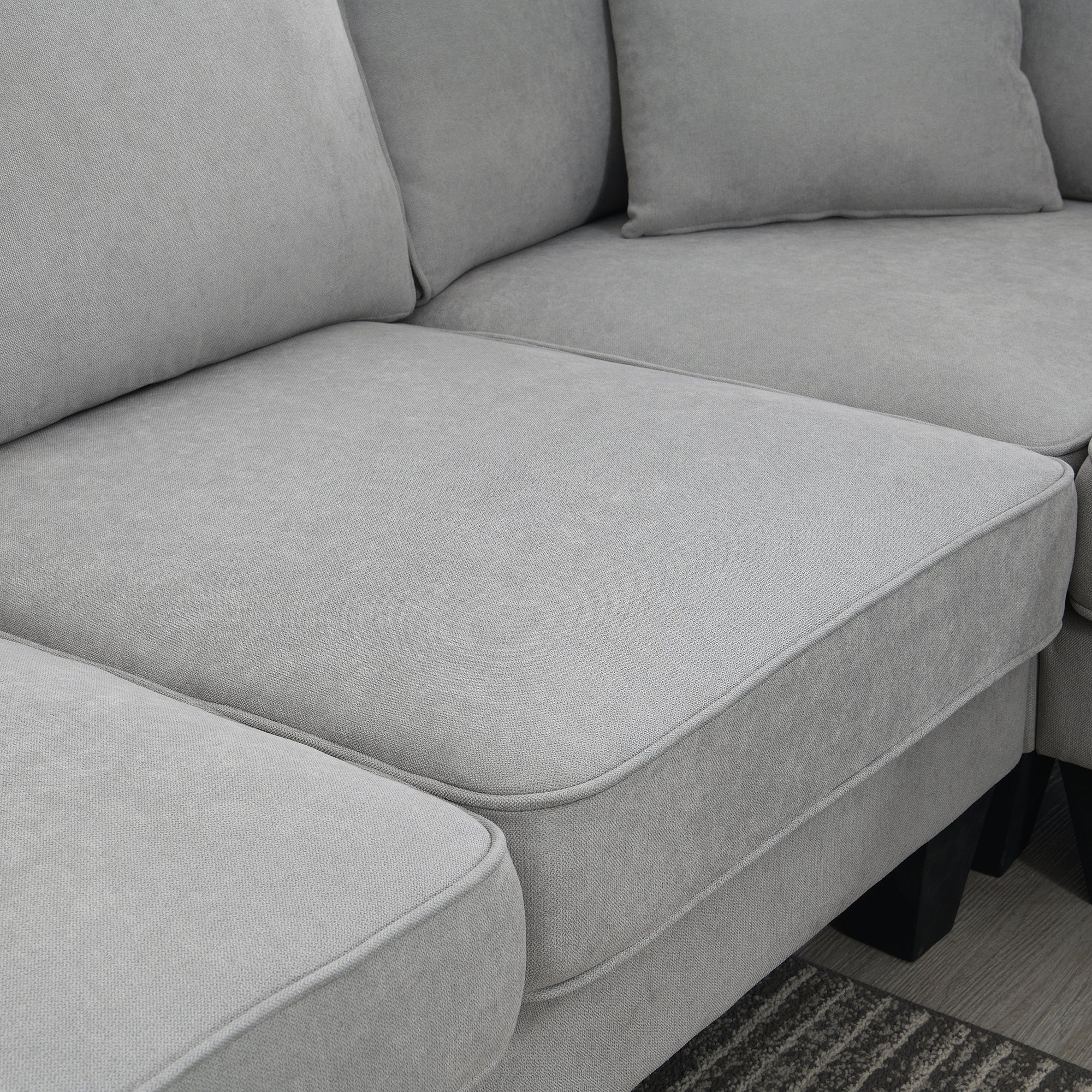 [VIDEO provided] [New] 108*85.5" Modern U Shape Sectional Sofa 7 Seat Fabric Sectional Sofa Set