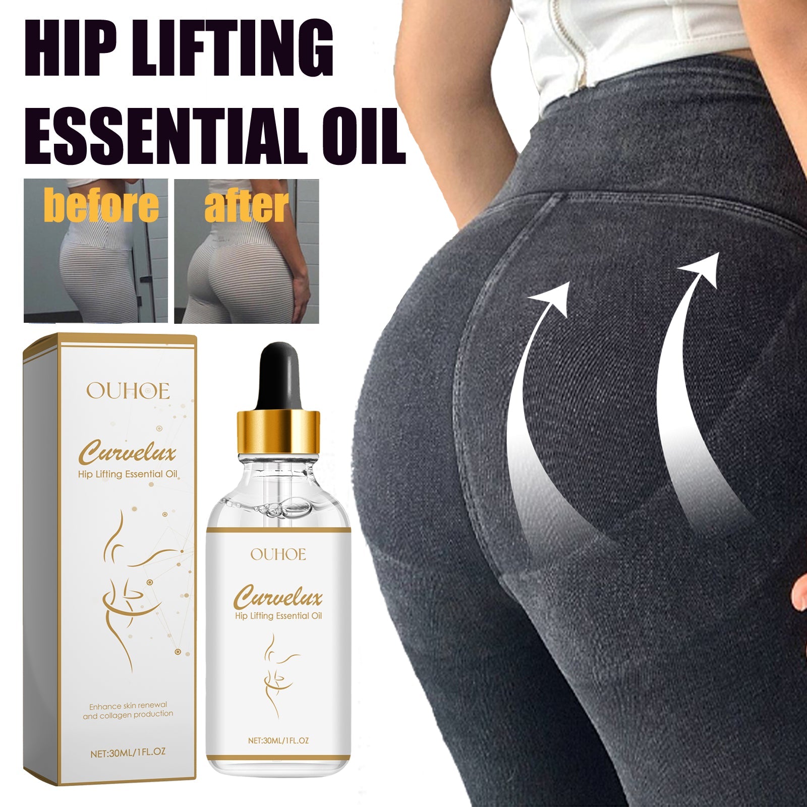 Hip Lifting Essential Oil, Carry Buttock Ass Show Buttocks Lift Hips Line Plastic Beautiful Buttock Essence