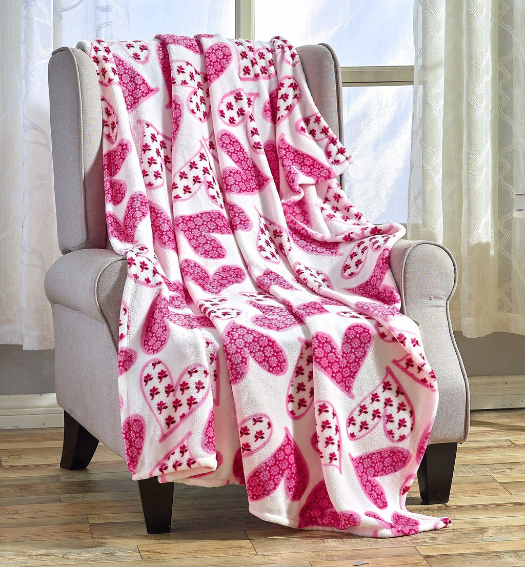 Decor&More Amor Eterno Be Mine Love Collection Valentine's Day Heart Ultra Plush Throw Blanket (50" x 60") -