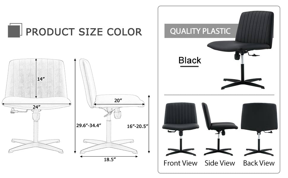 Black High Grade Pu Material. Home Computer Chair Office Chair Adjustable 360 ° Swivel Cushion Chair