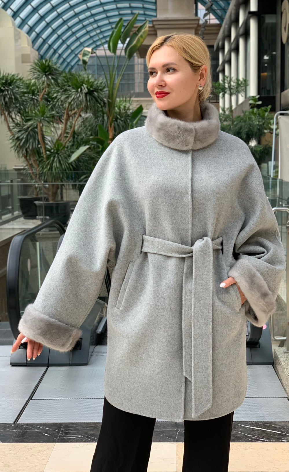 Genuine Scandinavian Mink Fur Virgin Wool Coat