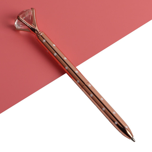 21Color Kawaii Ballpoint Pen Big Gem Metal Ball Pen With Large Diamond Blue And Black Magical Pen Fashion School Office Supplies