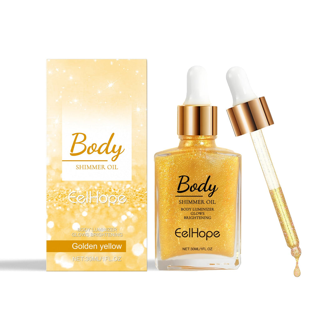 Body Glitter Oil, Facial Body Liquid Highlighter Moisturizer Easy To Apply Party Focus Brightening