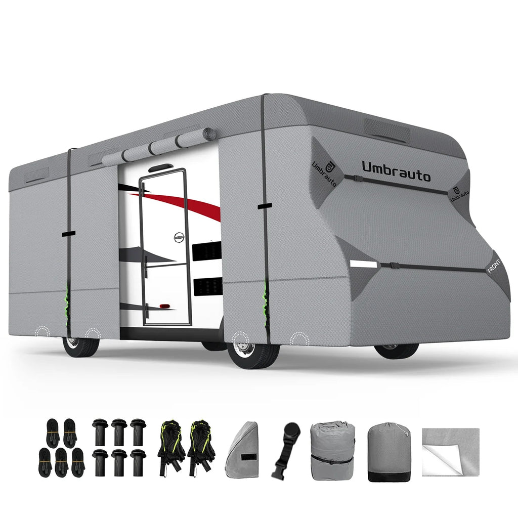 Umbrauto RV Cover Class C Upgraded 7 Layers Anti-UV Top Panel Motorhome Cover，Gray