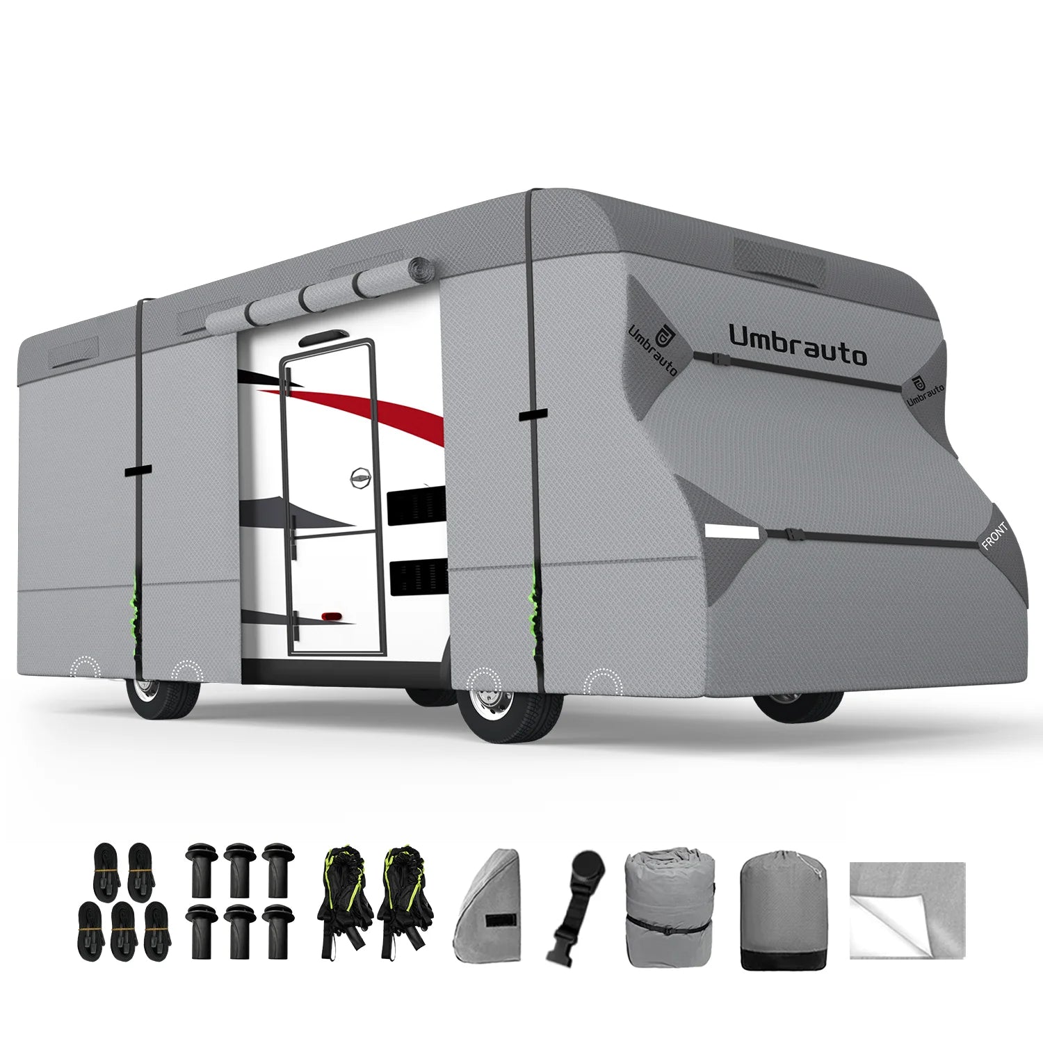 Umbrauto RV Cover Class C Upgraded 7 Layers Anti-UV Top Panel Motorhome Cover，Gray