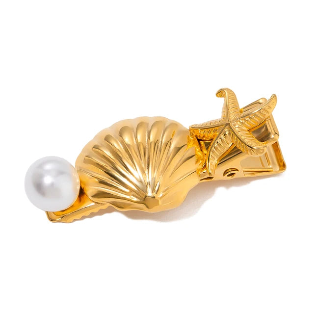 Stainless steel shell hair clip with bangs, high-end feel, ins metal hair accessories, broken hair clip at the back of the head