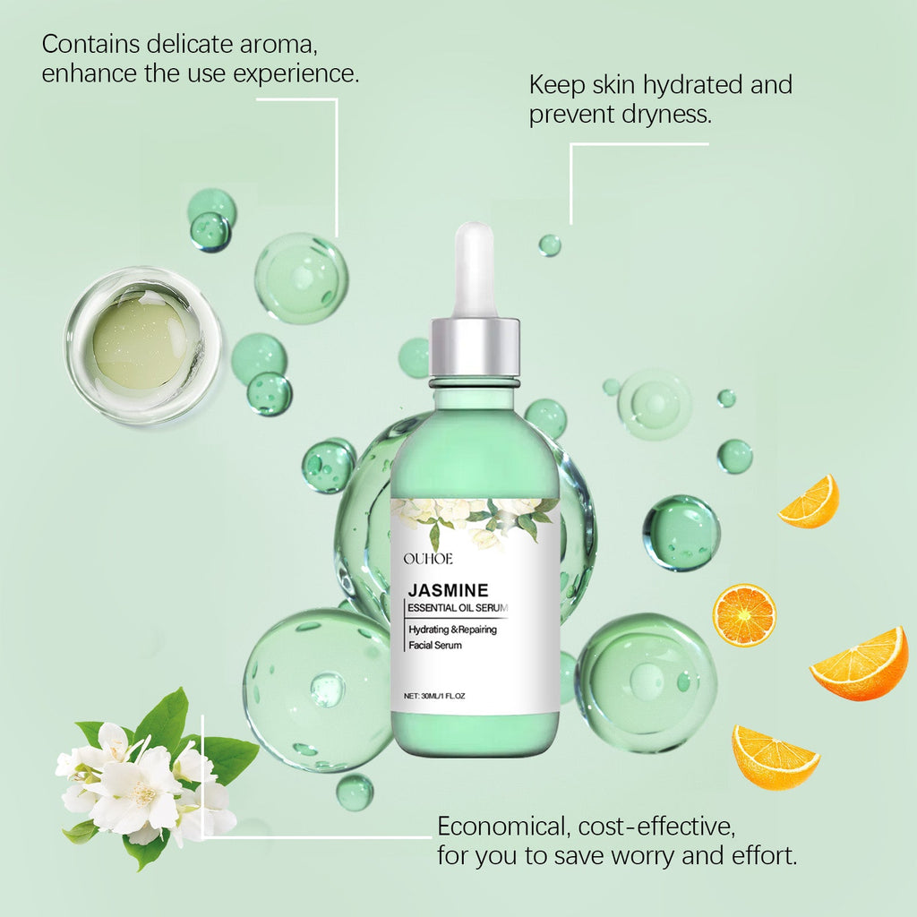 Ouhoe Jasmine Brightening Essential Oil, Lighten Fine Lines And Anti-Wrinkle Essential Oil Refreshing Non-Sticky Firming Brightening Essence