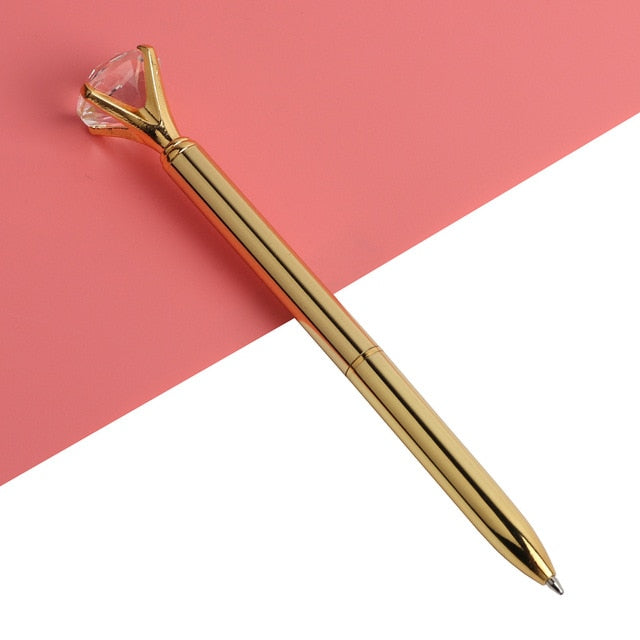21Color Kawaii Ballpoint Pen Big Gem Metal Ball Pen With Large Diamond Blue And Black Magical Pen Fashion School Office Supplies