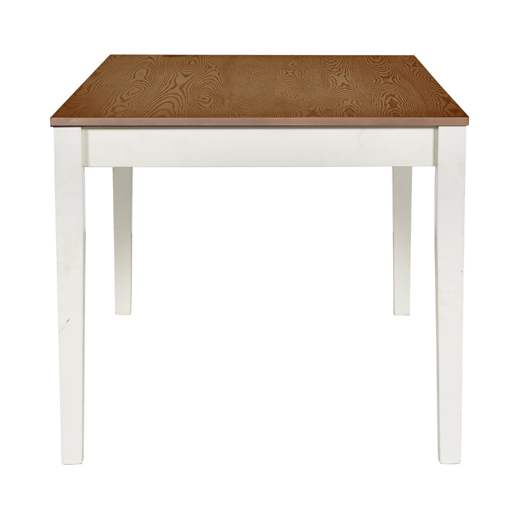 TOPMAX Mid-Century 6-Piece Wood Dining Table Set, Kitchen Table Set with Drawer  Upholstered Chairs and Bench  Butter Milk