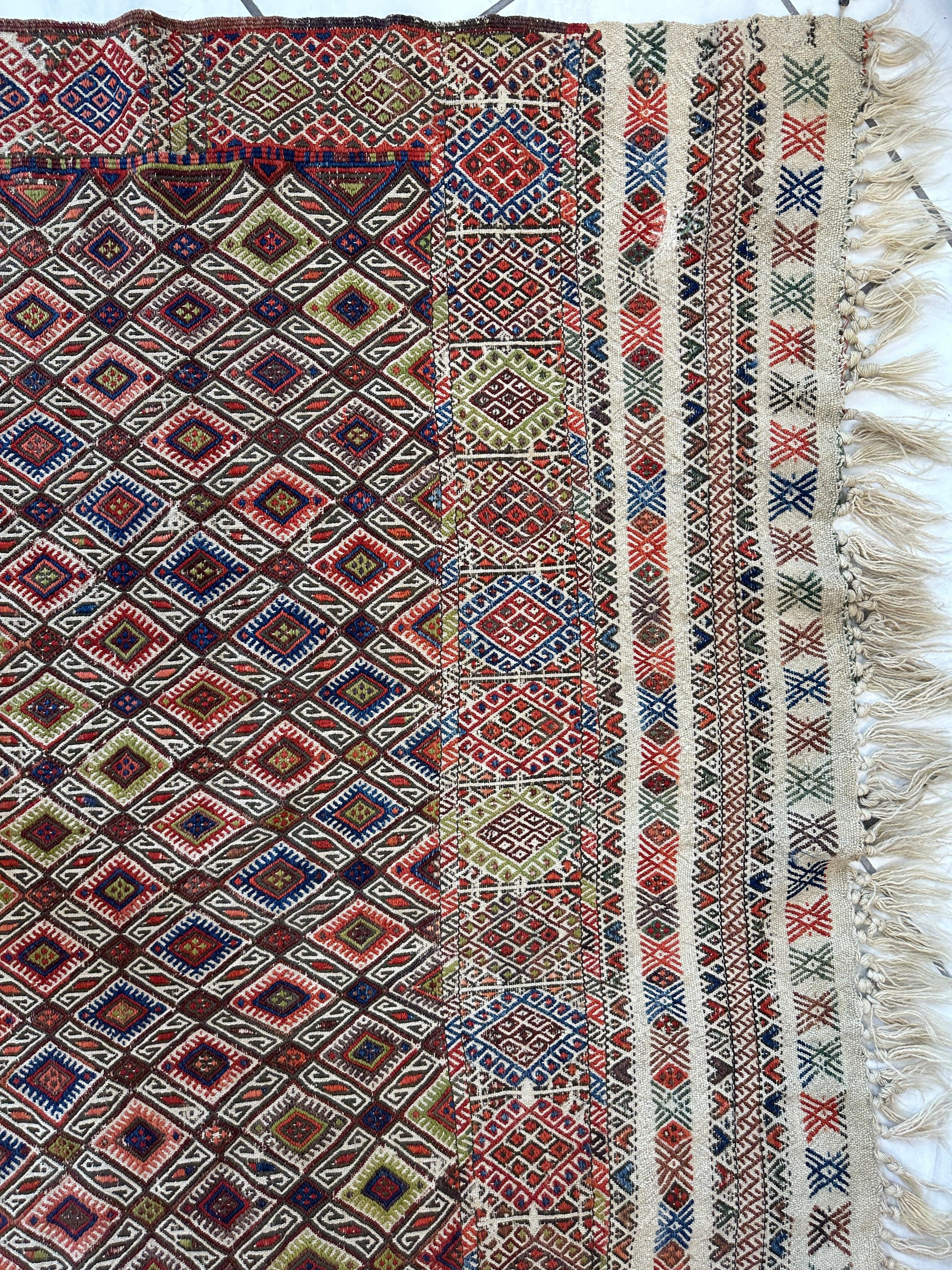 Antique Turkish Jajim Wool Rug 5’6” x 14’5”