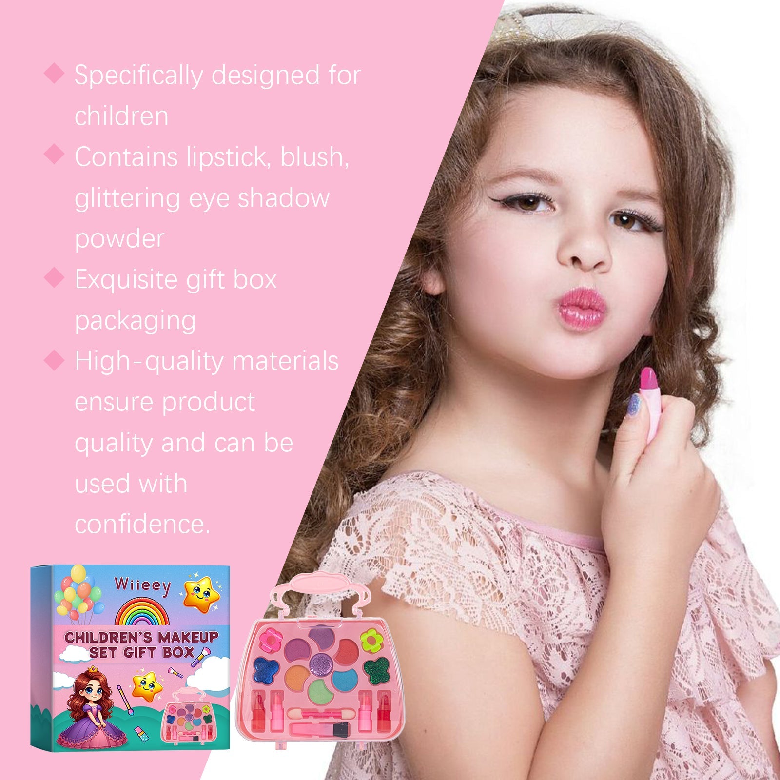 Kids Makeup Set Gift Box Kids Play Fun Girl Makeup Lipstick Eyeshadow Makeup