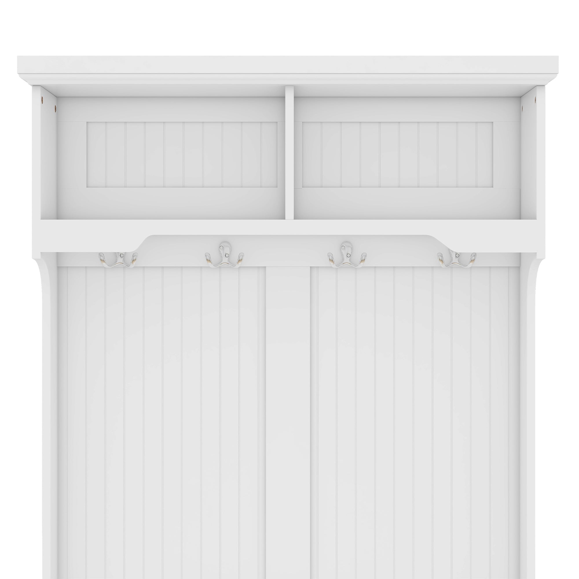 Hall Tree with Storage Shoe Bench for Entryway and Hallway, 4-in-1 Design Coat Racks with 4 Hooks for Living Room, White