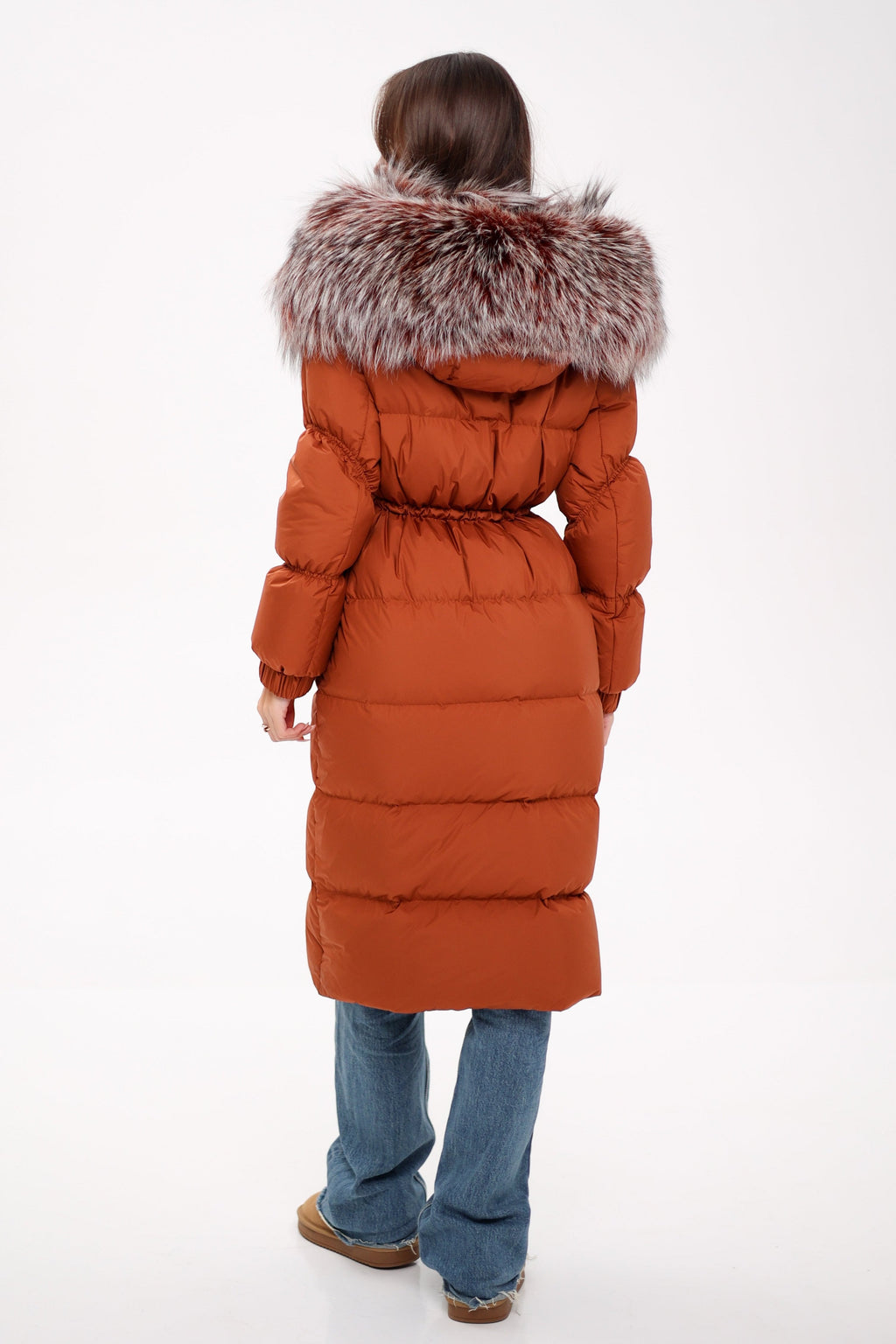 Genuine Silver Fox Fully Lined Hood Down Filled Coat