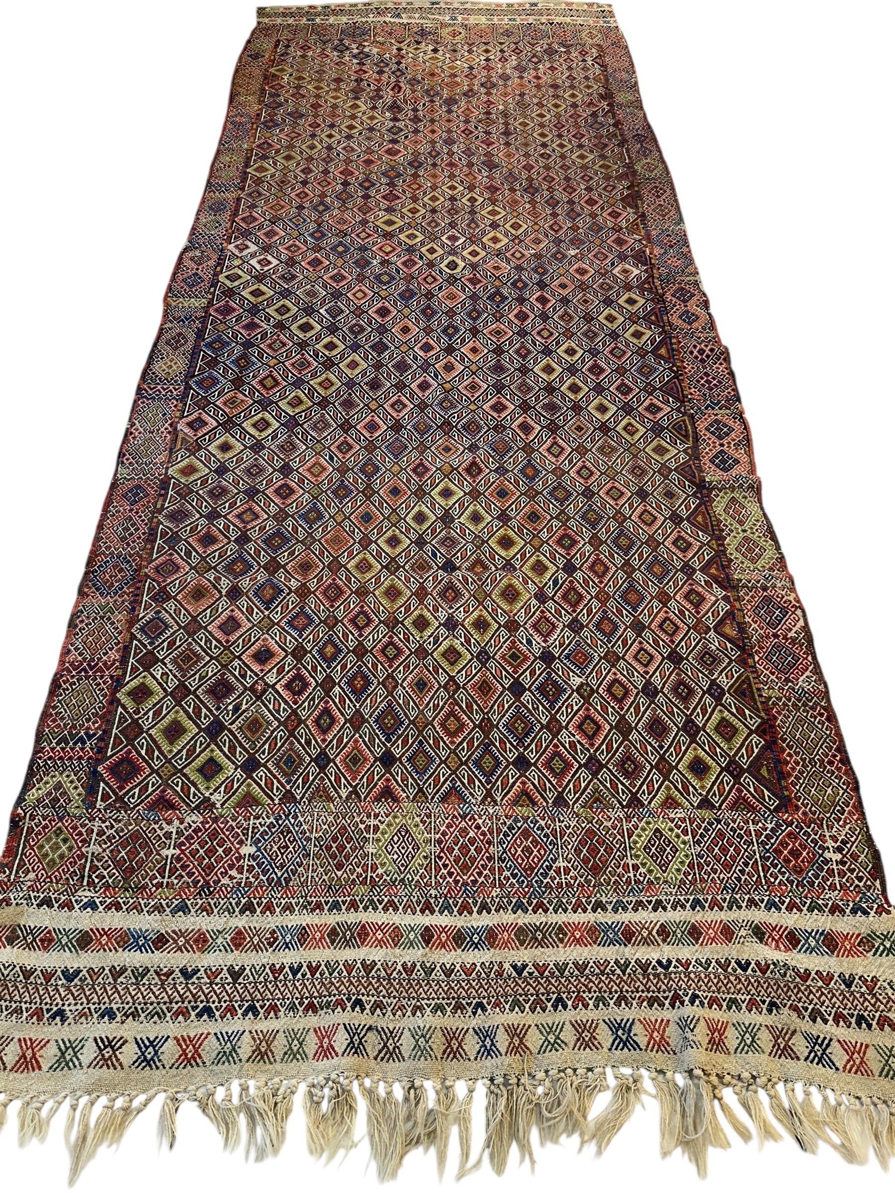 Antique Turkish Jajim Wool Rug 5’6” x 14’5”