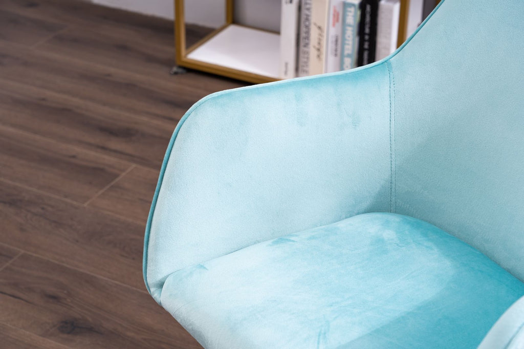 Modern Velvet Fabric Material Adjustable Height 360 revolving Home Office Chair Aqua Light Blue
