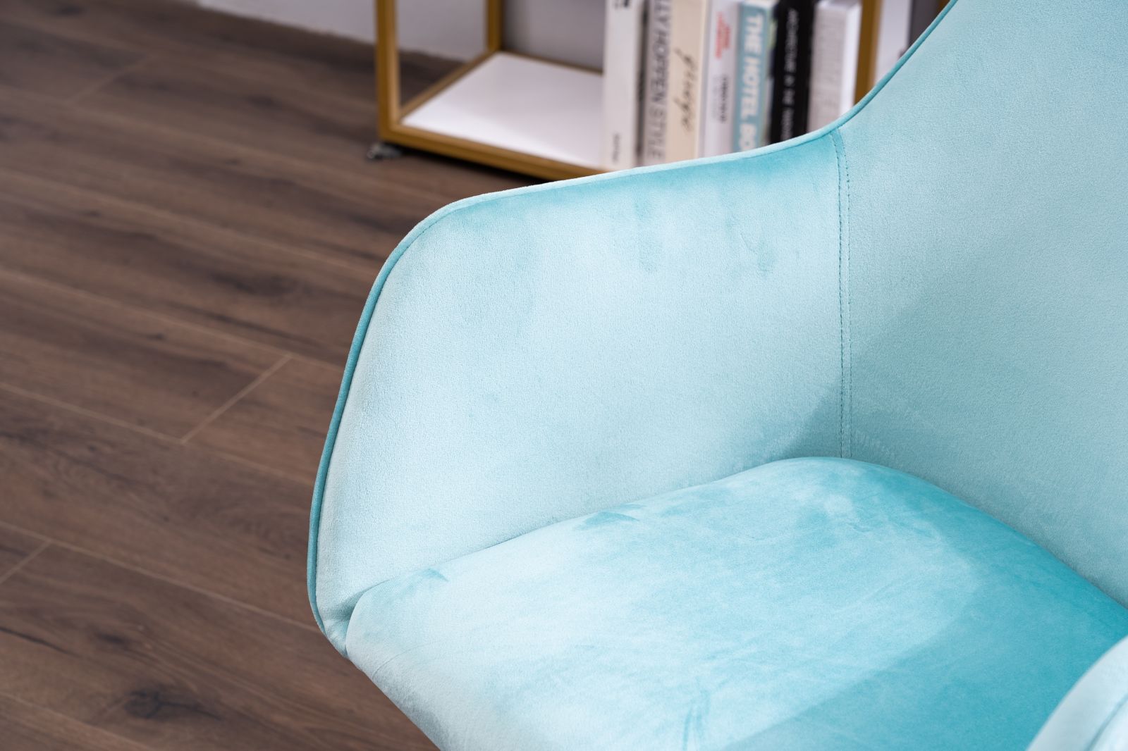 Modern Velvet Fabric Material Adjustable Height 360 revolving Home Office Chair Aqua Light Blue