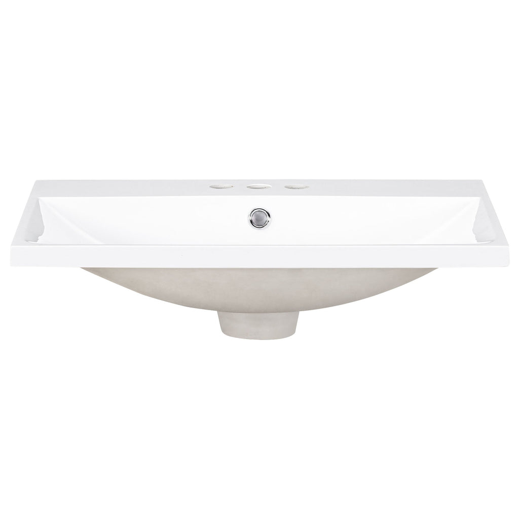 24" Bathroom Vanity Top Only White Basin 3-Faucet Holes  4" Faucet Available Ceramic