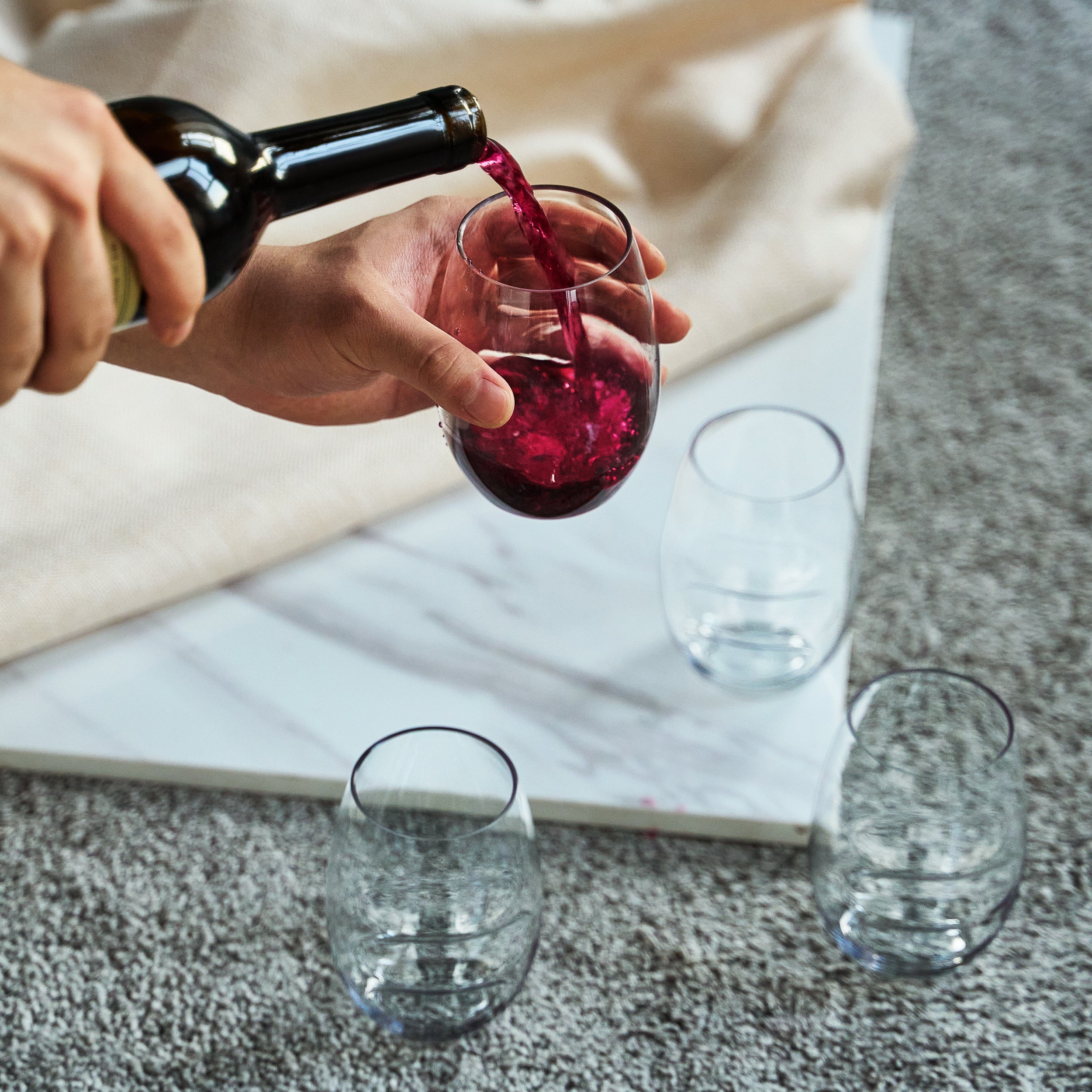 Barcelona Acrylic Stemless Finger-Indent Wine Glassware, Set of 4