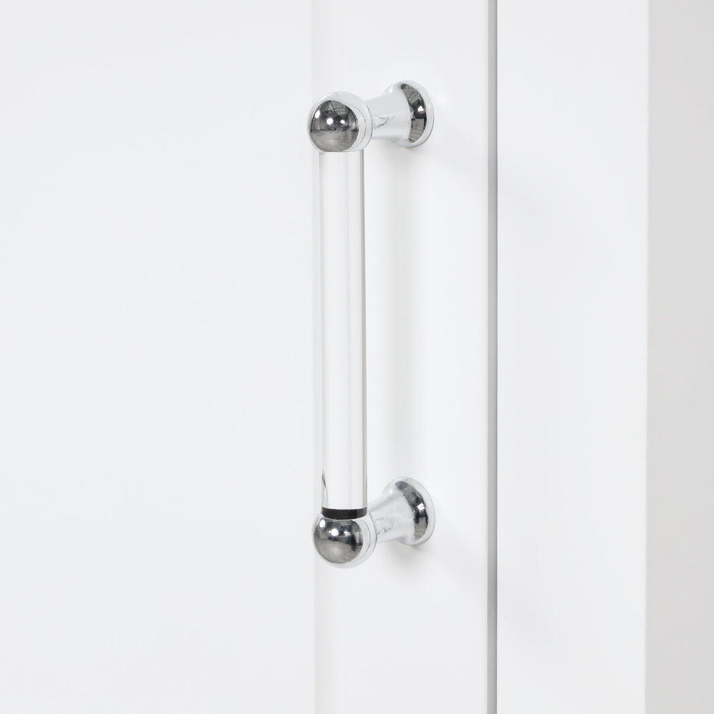 Tall Bathroom Storage Cabinet, Freestanding Storage Cabinet with Two Drawers and Adjustable Shelf, MDF Board  White