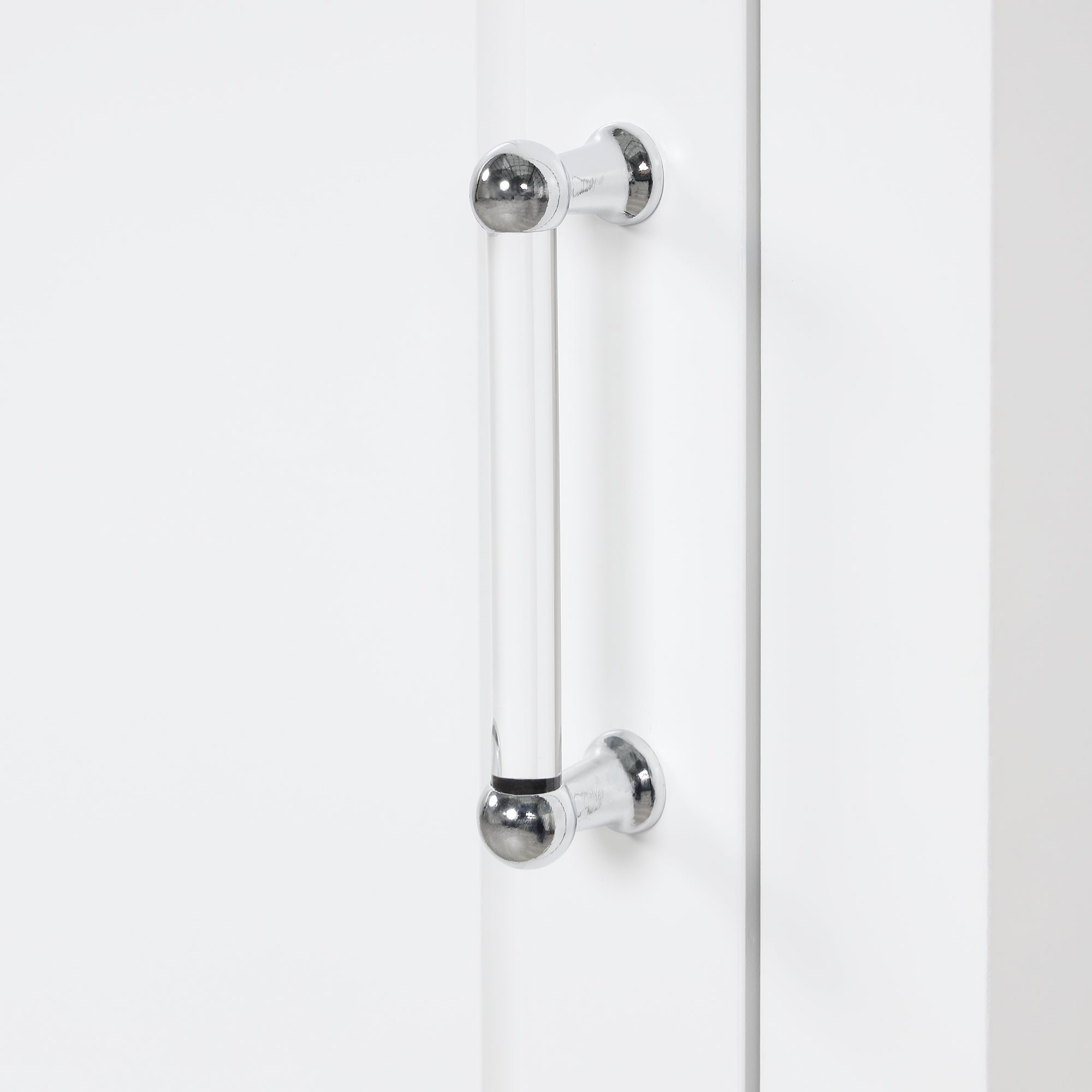 Tall Bathroom Storage Cabinet, Freestanding Storage Cabinet with Two Drawers and Adjustable Shelf, MDF Board  White